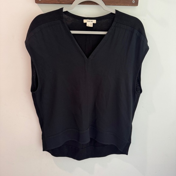 Helmut Lang Tops - Helmut Lang Black V-Neck Sleeveless Mixed Media Acetate Silk Blend Medium